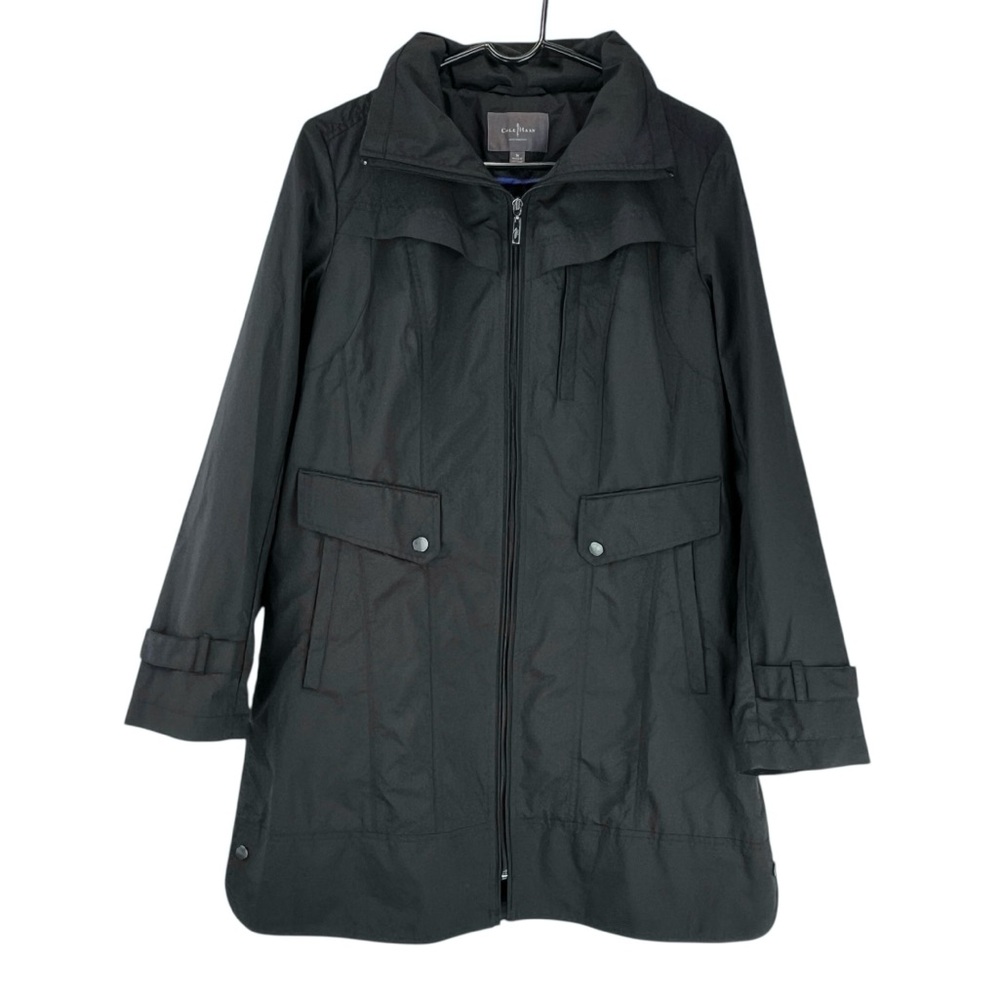 COLE HAAN Rain Coat Jacket with Hood Lightweight Black Sz M